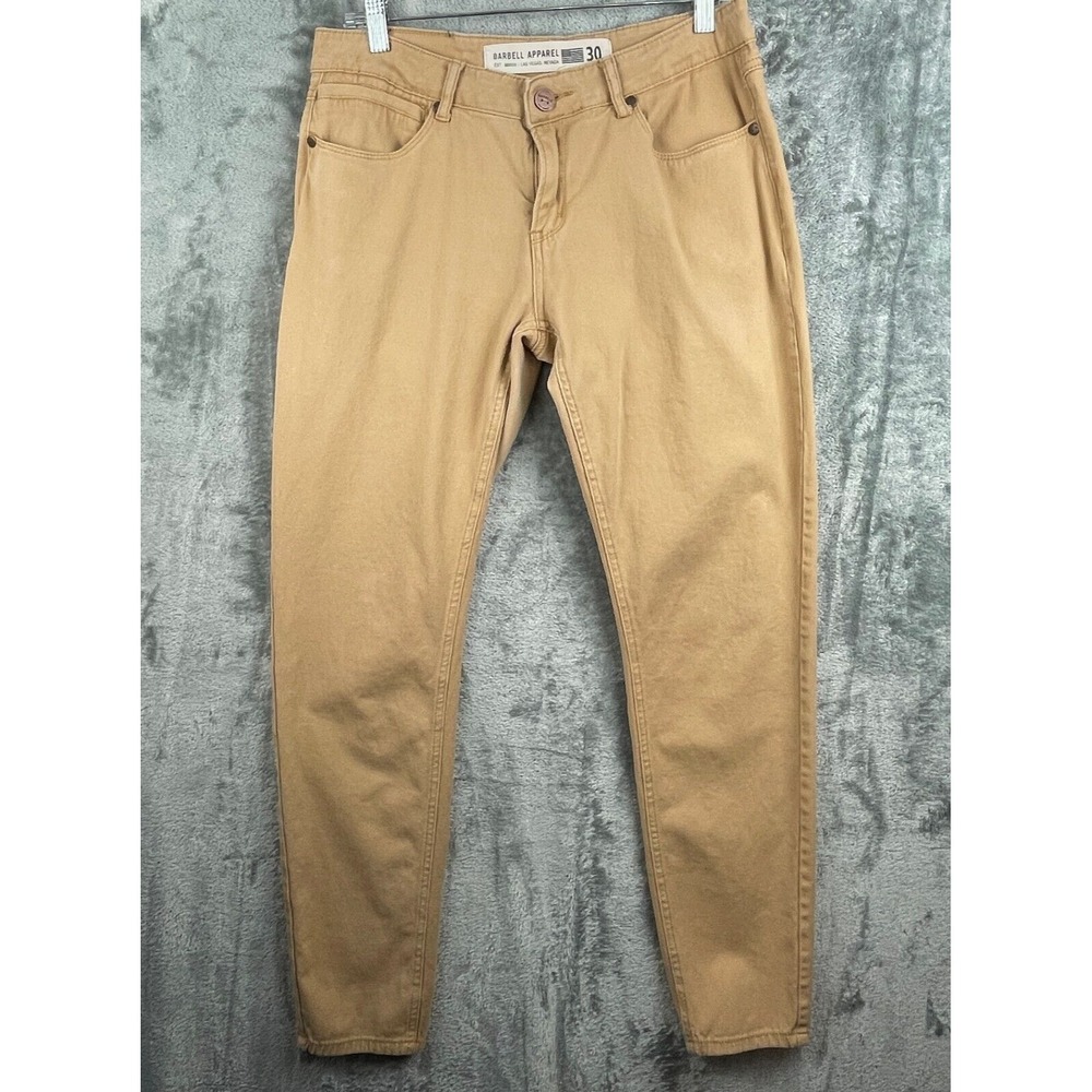 Barbell Apparel Pants Mens 30 Tan Chino Skinny Leg Casual Cotton Blend‎ Stretch